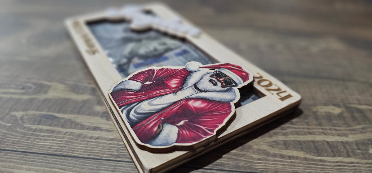 Personalized Wood and Acrylic Christmas Cash Gift Holder